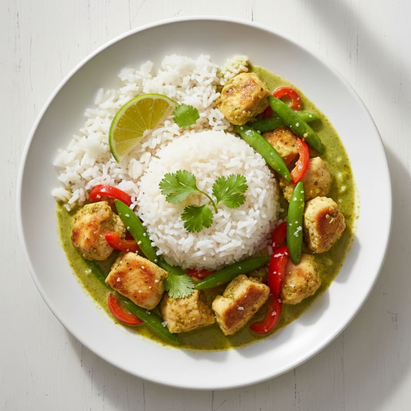 Green Curry Chicken with Coconut Rice