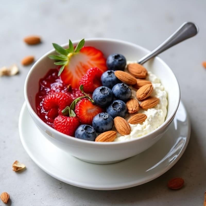 Cottage Cheese and Berry Protein Bowl with Almonds