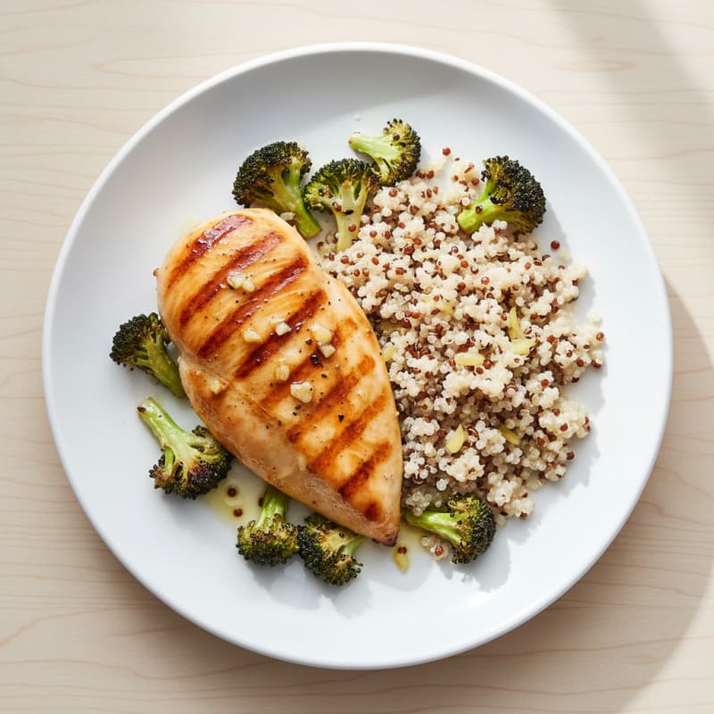 Grilled Chicken Breast with Roasted Broccoli and Quinoa