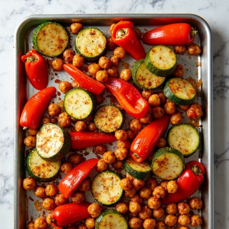 Sheet Pan Roasted Vegetables with Crispy Chickpeas