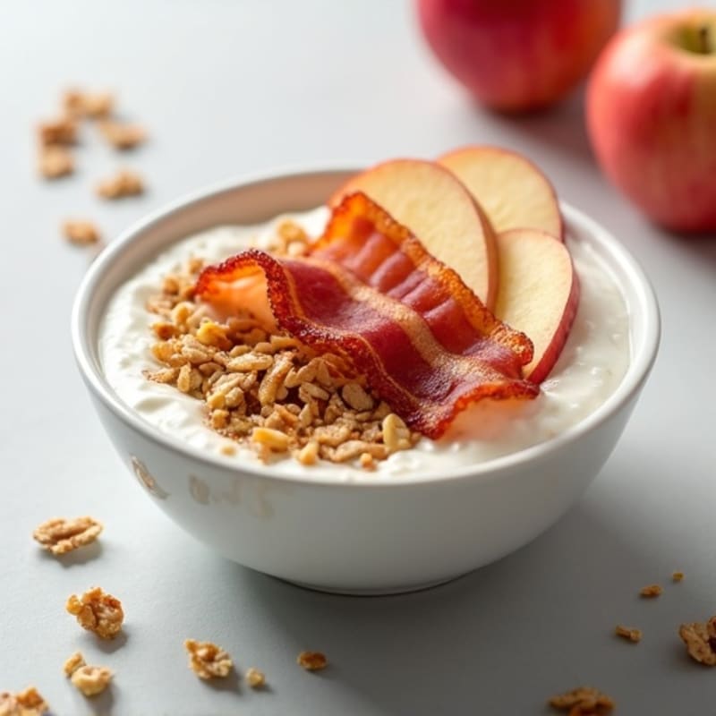 Greek Yogurt Bowl with Sliced Apples and Crispy Turkey Bacon