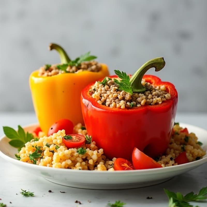 Roasted Lean Ground Turkey Stuffed Bell Peppers