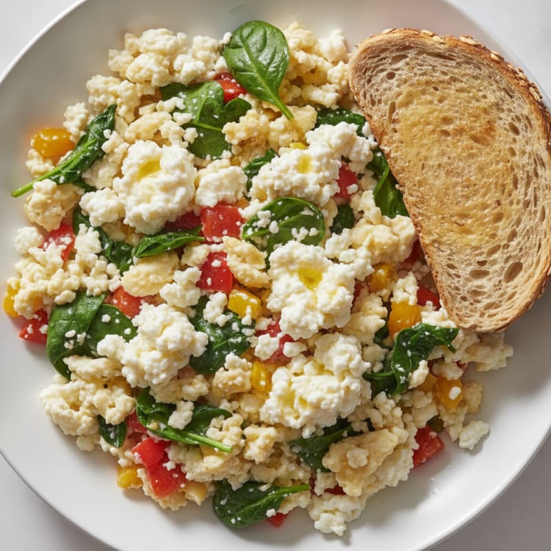 Egg White Veggie Scramble with Cottage Cheese
