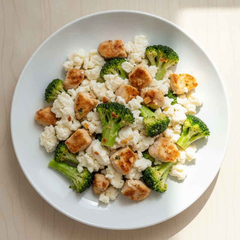 Egg White Scramble with Chicken and Broccoli