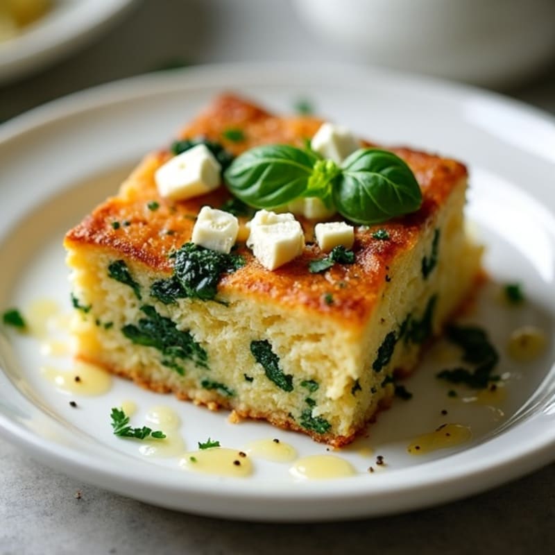 Savory Whole Grain Bread Pudding with Spinach and Feta