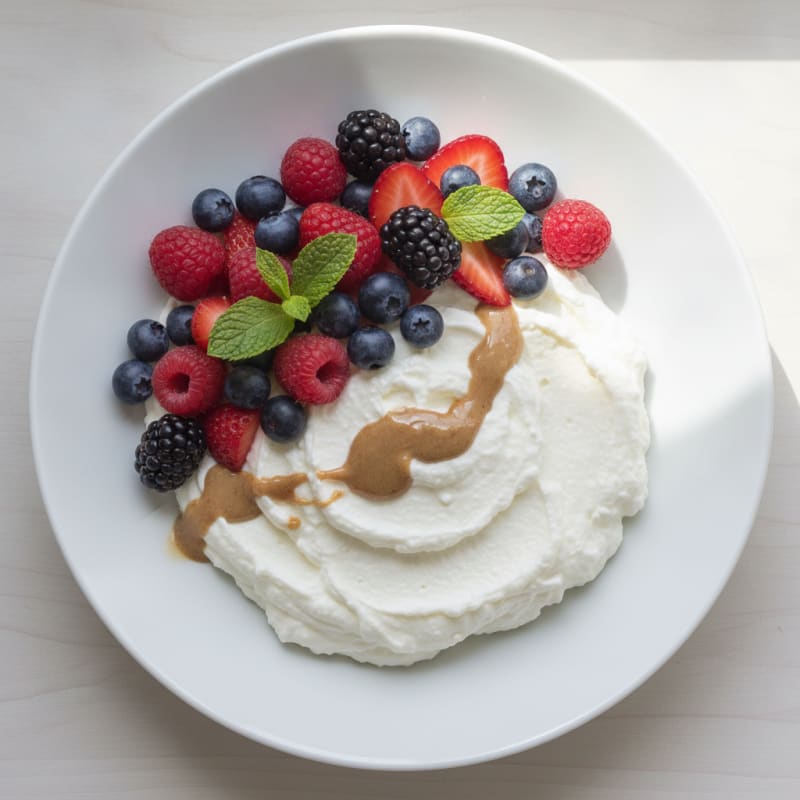Silky Greek Yogurt Protein Mousse with Mixed Berries