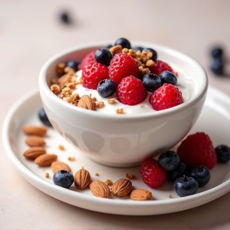 Silky Protein Yogurt Bowl with Berries and Almonds