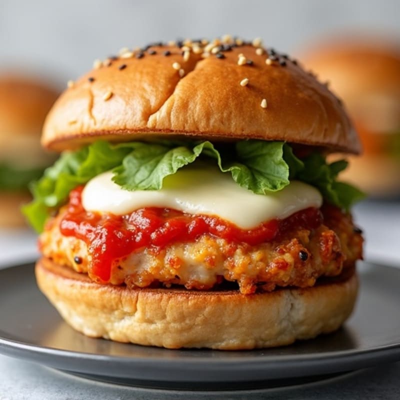 Crispy Chicken Patty Burger with Melted Mozzarella and Zesty Marinara