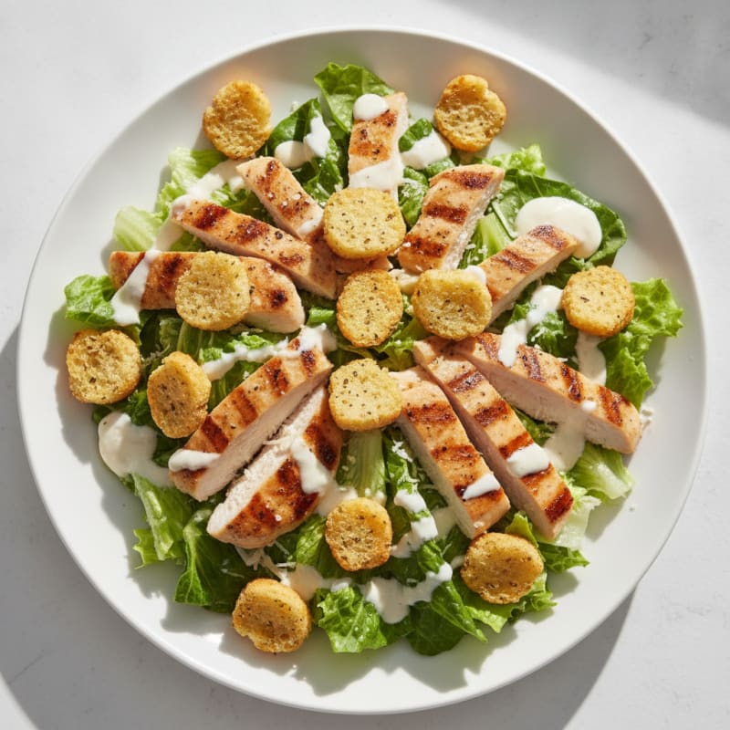 Chicken Caesar Salad with Garlic Croutons