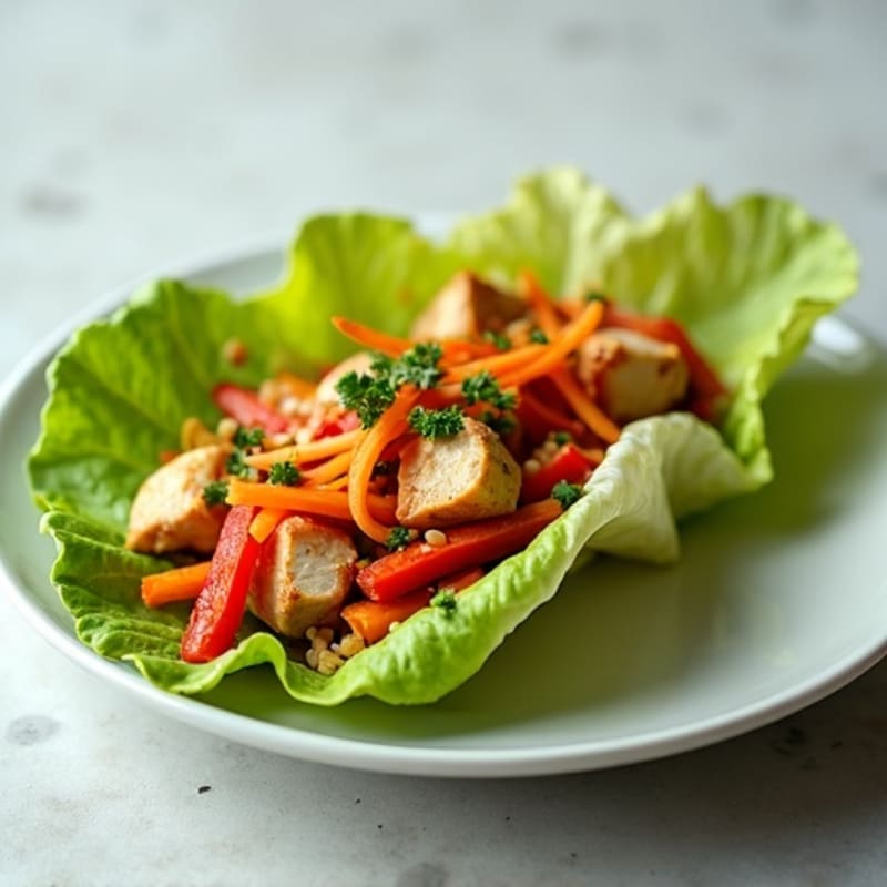 Ginger Chicken Lettuce Wraps with Crunchy Vegetables