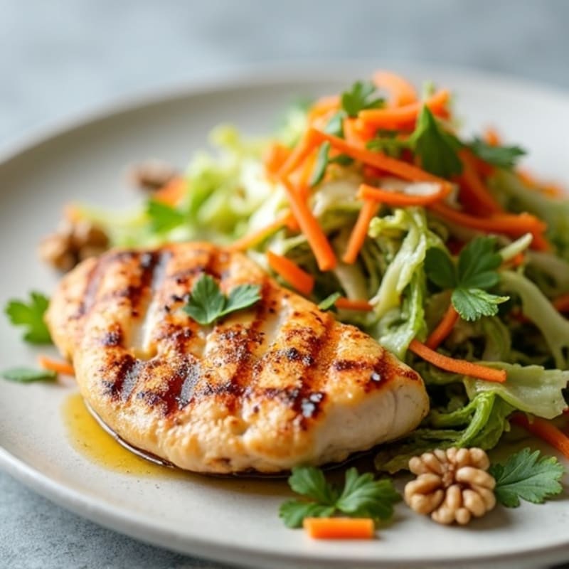 Grilled Chicken Breast with Crunchy Cabbage Slaw