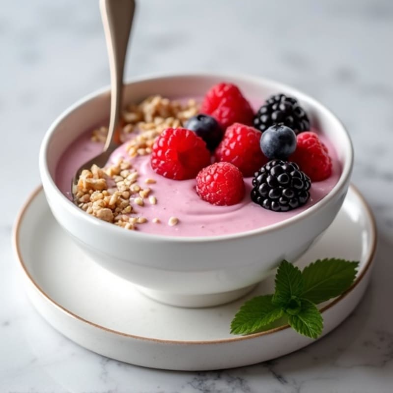 Silky Greek Yogurt Protein Pudding with Mixed Berries