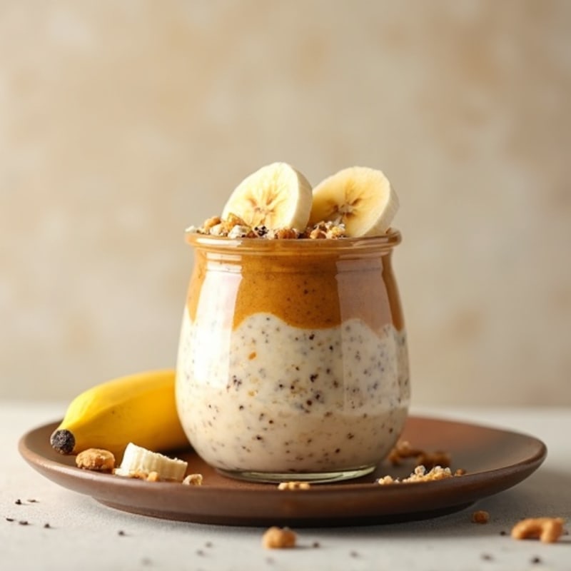 Creamy Banana Peanut Butter Overnight Oats with Chia Seeds