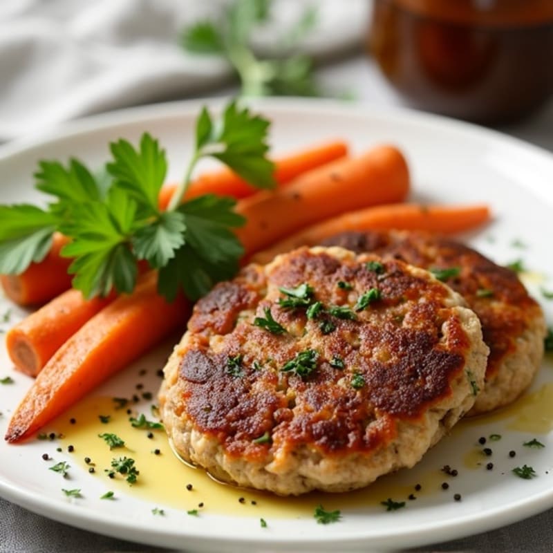 Juicy Herb Ground Turkey Patties with Roasted Root Vegetables