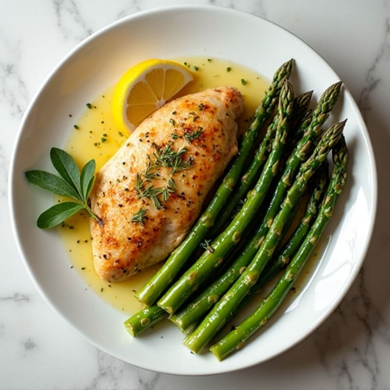 Lemon Herb Roasted Chicken with Crispy Asparagus