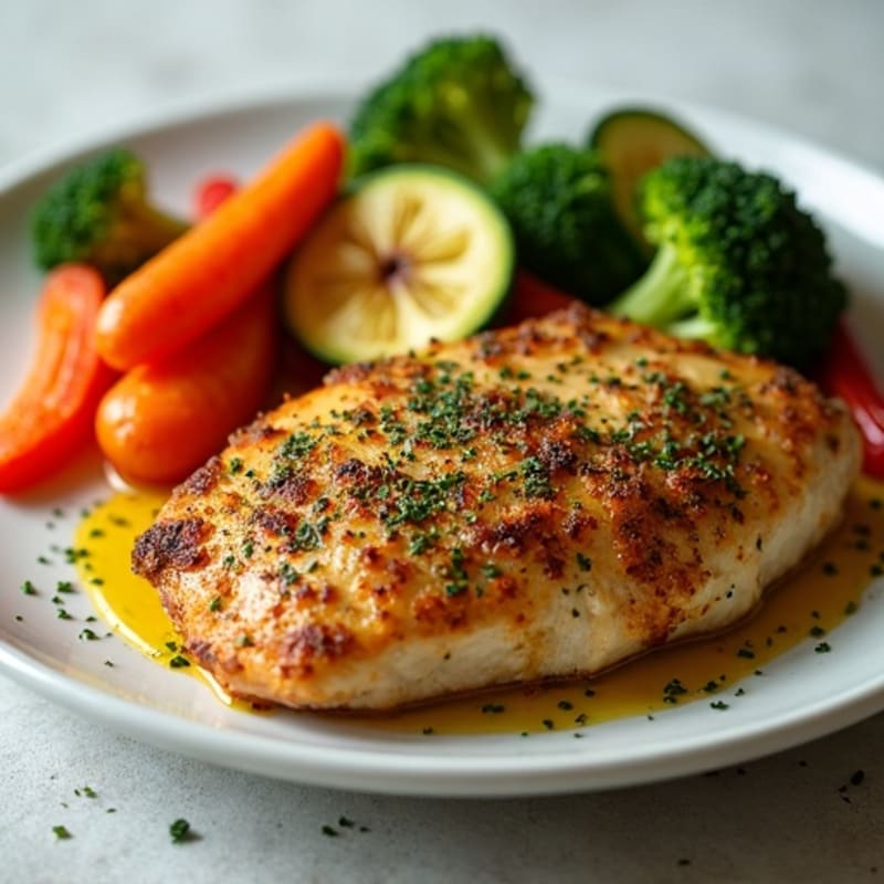 Herb-Crusted Pan Seared Chicken with Roasted Vegetables