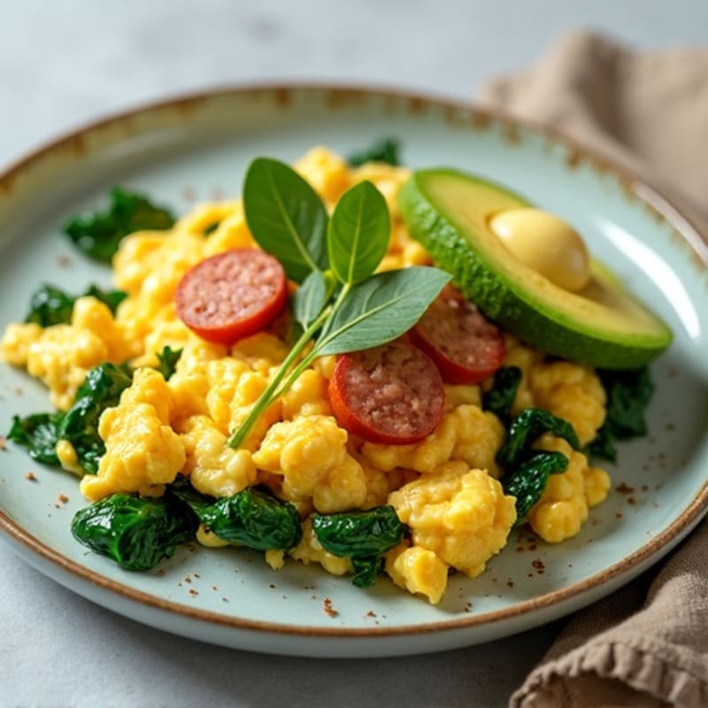 Egg White and Turkey Sausage Scramble with Spinach