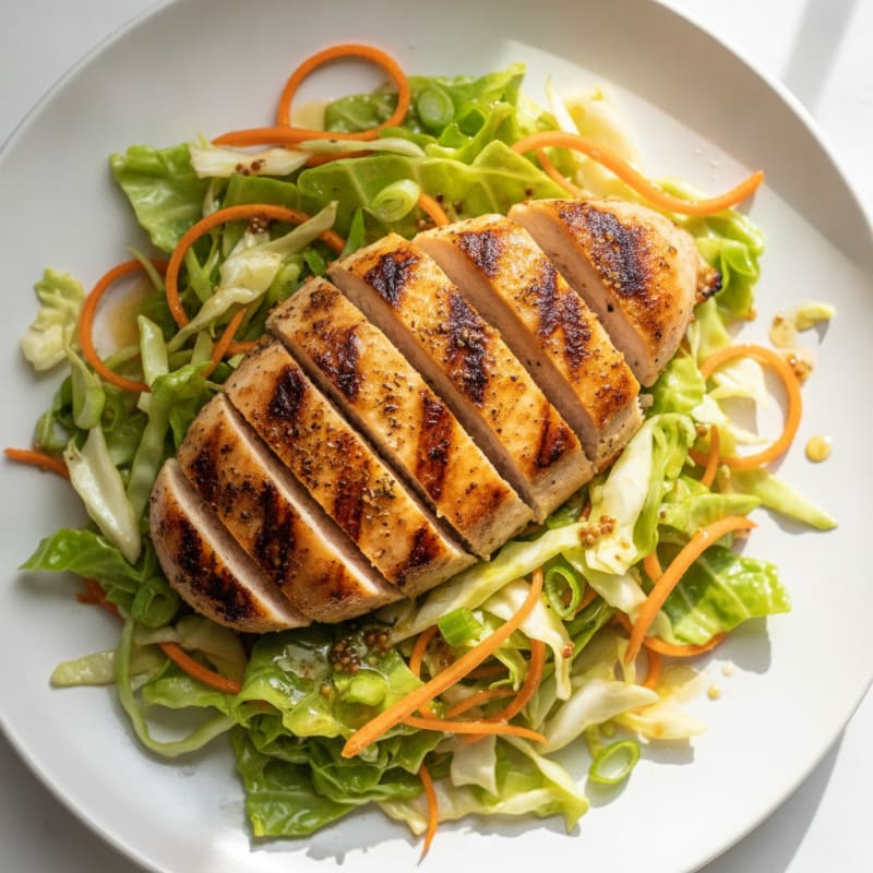 Grilled Chicken Breast with Crunchy Cabbage Slaw