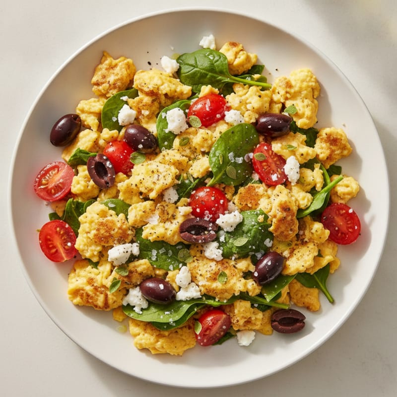 Mediterranean Scrambled Eggs with Olives