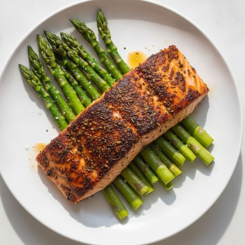 Blackened Cajun Salmon with Roasted Asparagus