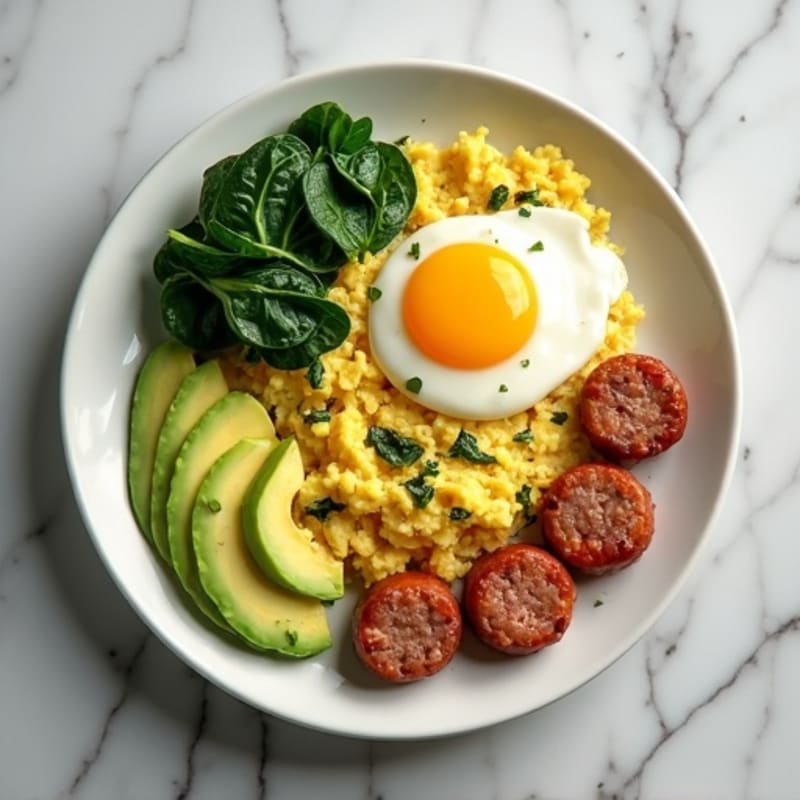 Egg White Scramble with Spinach and Turkey Sausage