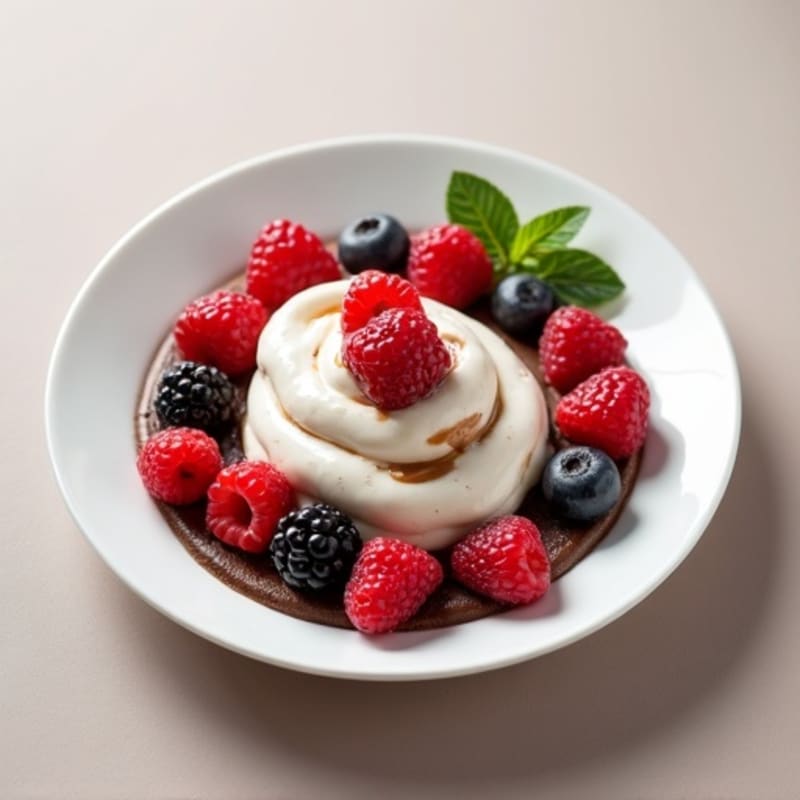 Chocolate Protein Yogurt with Mixed Berries