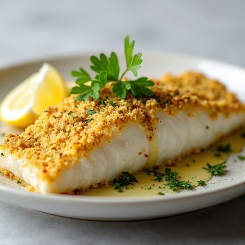 Herb-Crusted Lemon Garlic Baked Cod