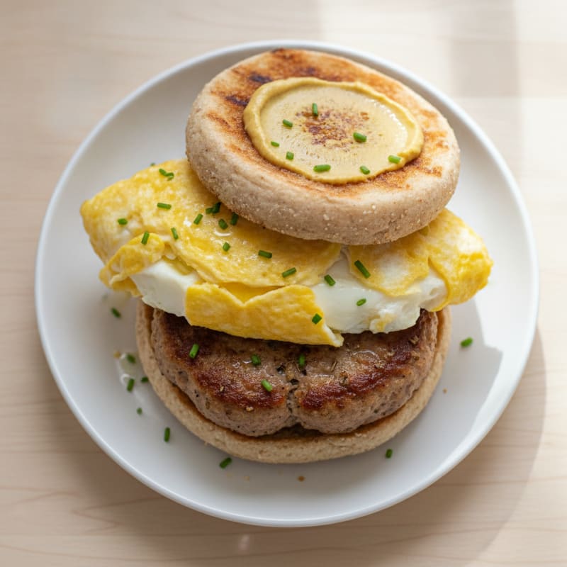 High-Protein Turkey Sausage and Egg Sandwich