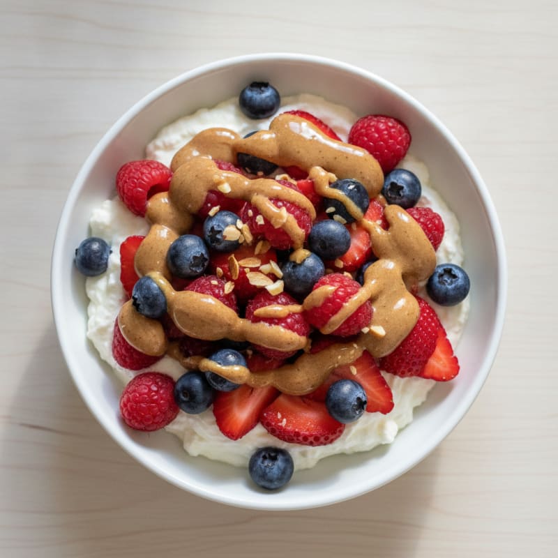 Greek Yogurt Protein Parfait with Mixed Berries and Almond Butter