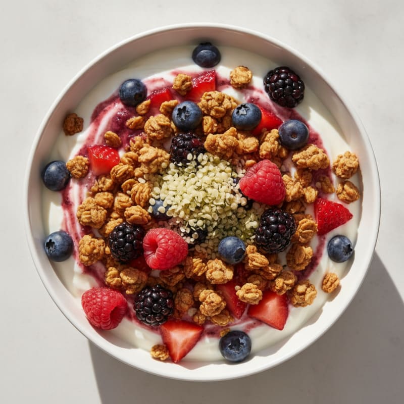 Creamy Greek Yogurt Parfait with Protein Granola and Mixed Berries