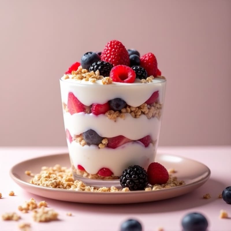 Silky Greek Yogurt Protein Parfait with Mixed Berries
