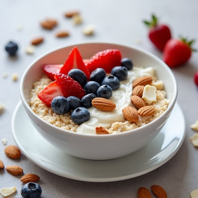 Creamy Oatmeal with Fresh Berries and Crunchy Nuts
