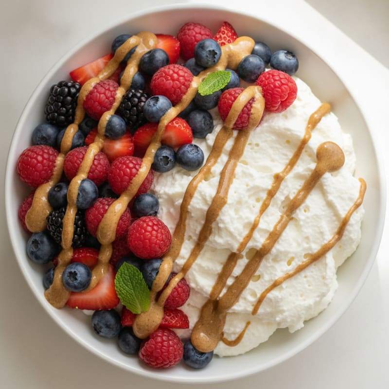 Greek Yogurt Protein Mousse with Mixed Berries