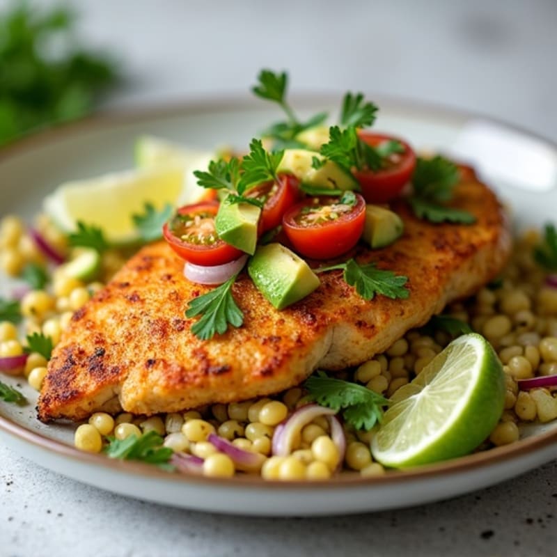 Crispy Pan-Seared Chicken with Creamy Avocado Salsa