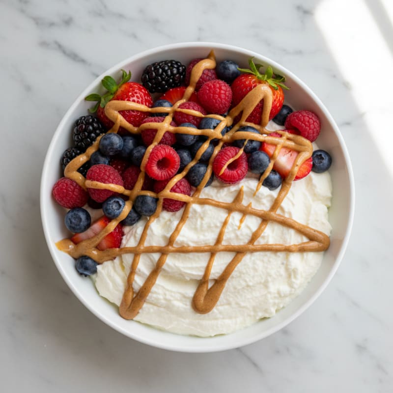 Greek Yogurt Protein Bowl with Mixed Berries and Almond Butter