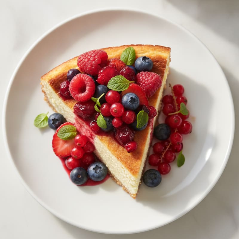 Greek Yogurt Protein Cheesecake with Mixed Berries