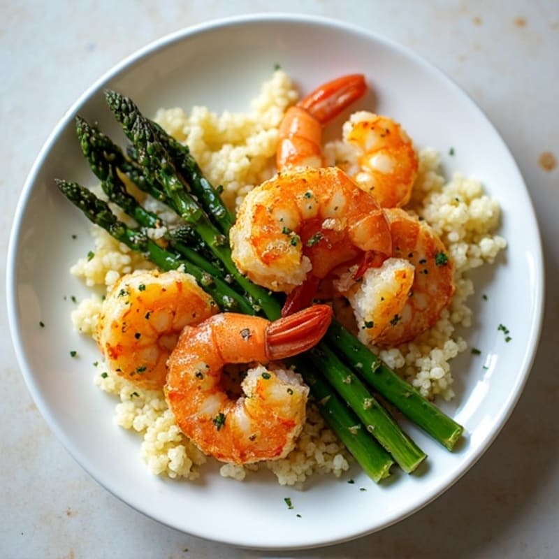 Sheet Pan Lemon Herb Shrimp and Crispy Asparagus with Quinoa