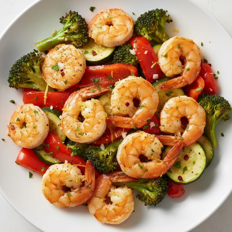 Zesty Garlic Shrimp with Roasted Vegetables