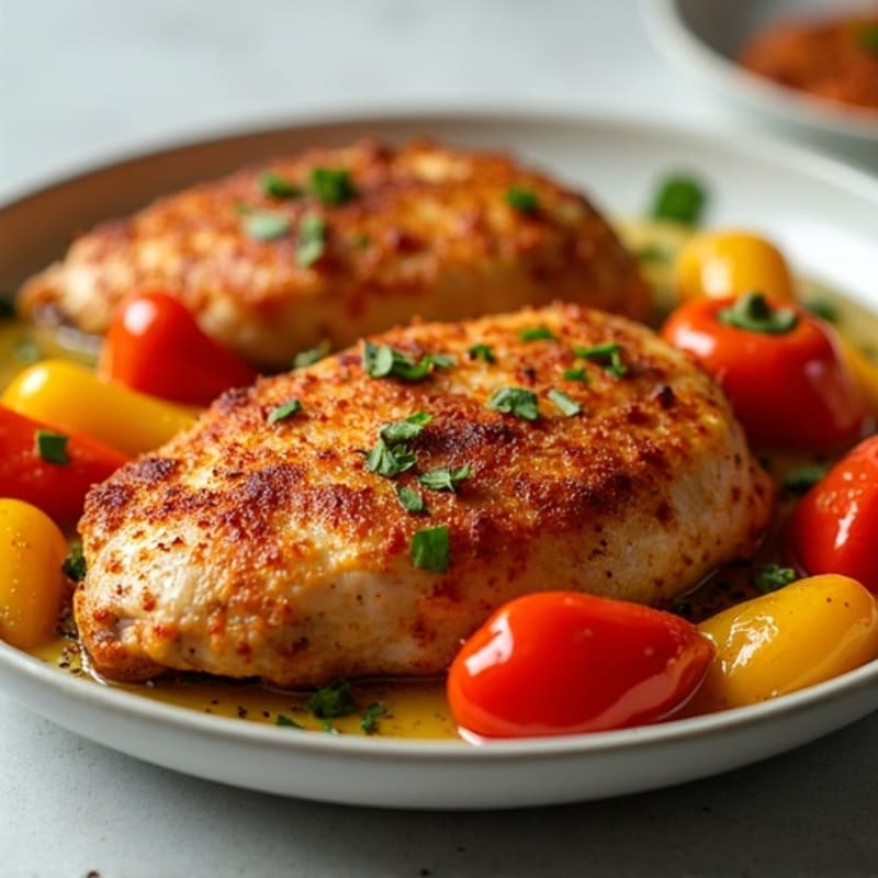 Crispy Sheet Pan Chicken with Smoky Chili Lime Bell Peppers