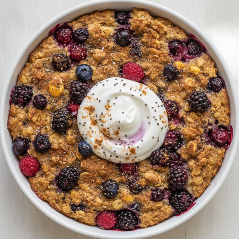 Baked Berry Oats with Greek Yogurt
