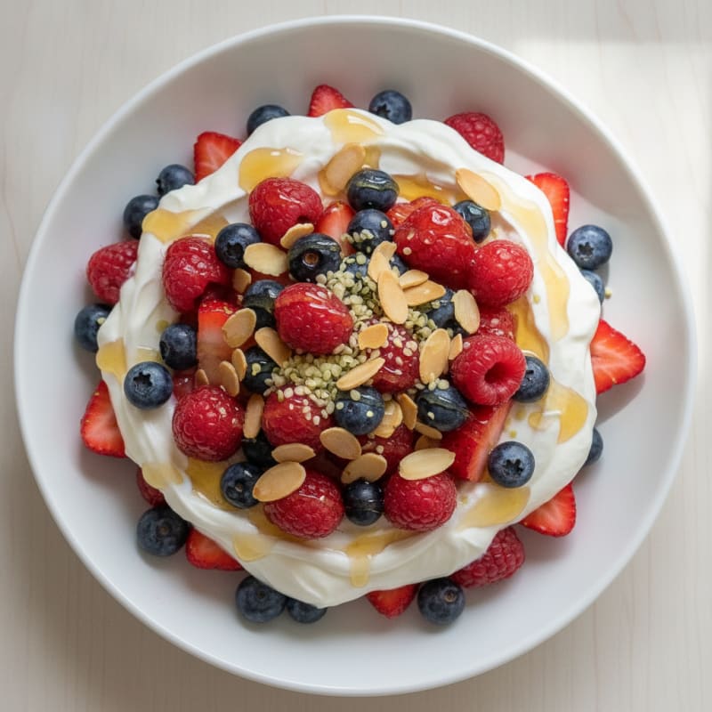 Greek Yogurt Protein Parfait with Mixed Berries