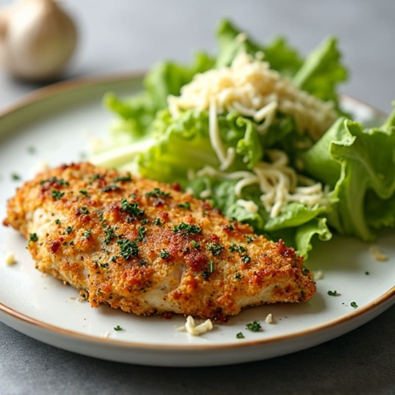 Herb-Crusted Chicken with Creamy Garlic Caesar Salad