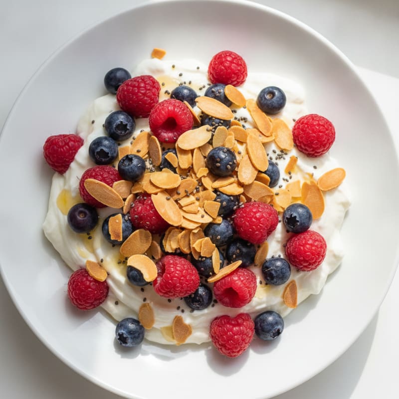 Greek Yogurt Protein Parfait with Berries and Almonds