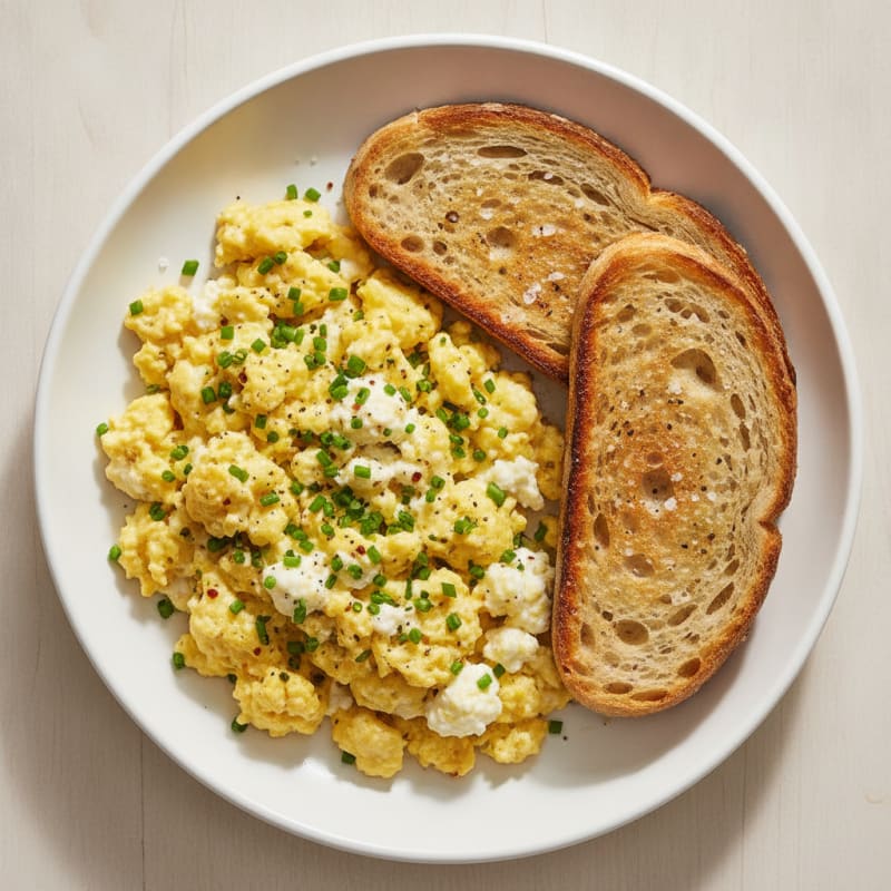 Savory Cottage Cheese Eggs with Sourdough Toast