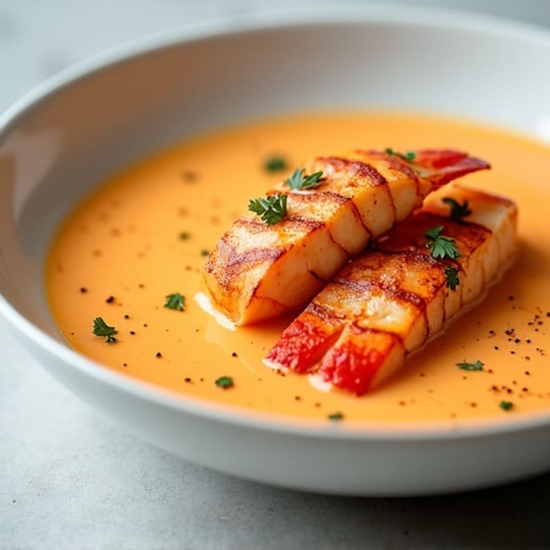 Creamy Lobster and Roasted Red Pepper Bisque