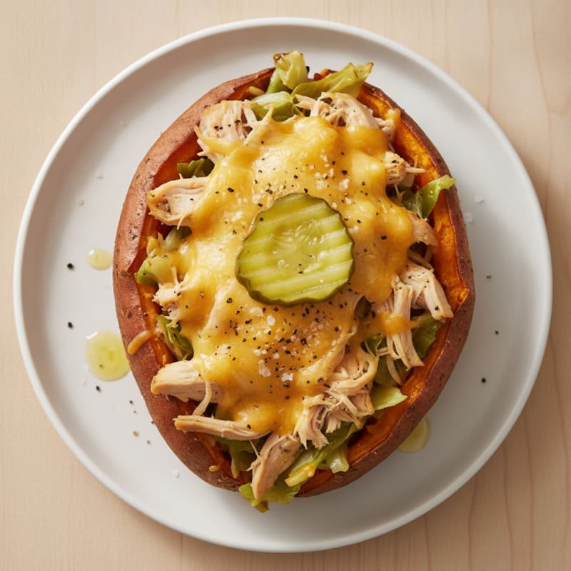 Chicken and Cabbage Baked Sweet Potato