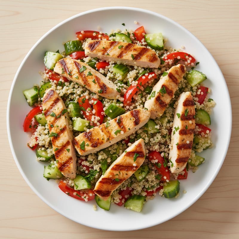 Grilled Chicken and Quinoa Salad with Crunchy Vegetables