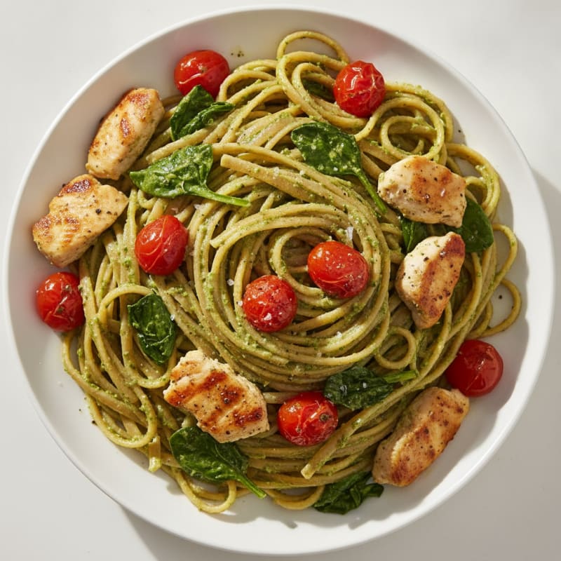 Creamy Pesto Chicken Linguine