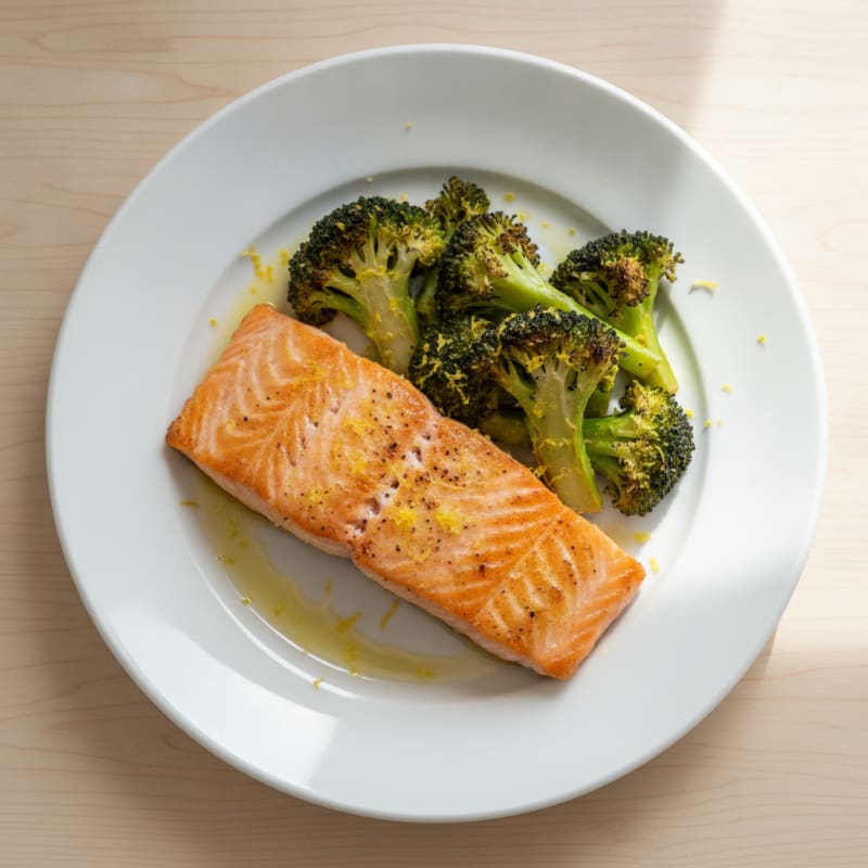 Seared Salmon with Roasted Broccoli and Lemon Zest