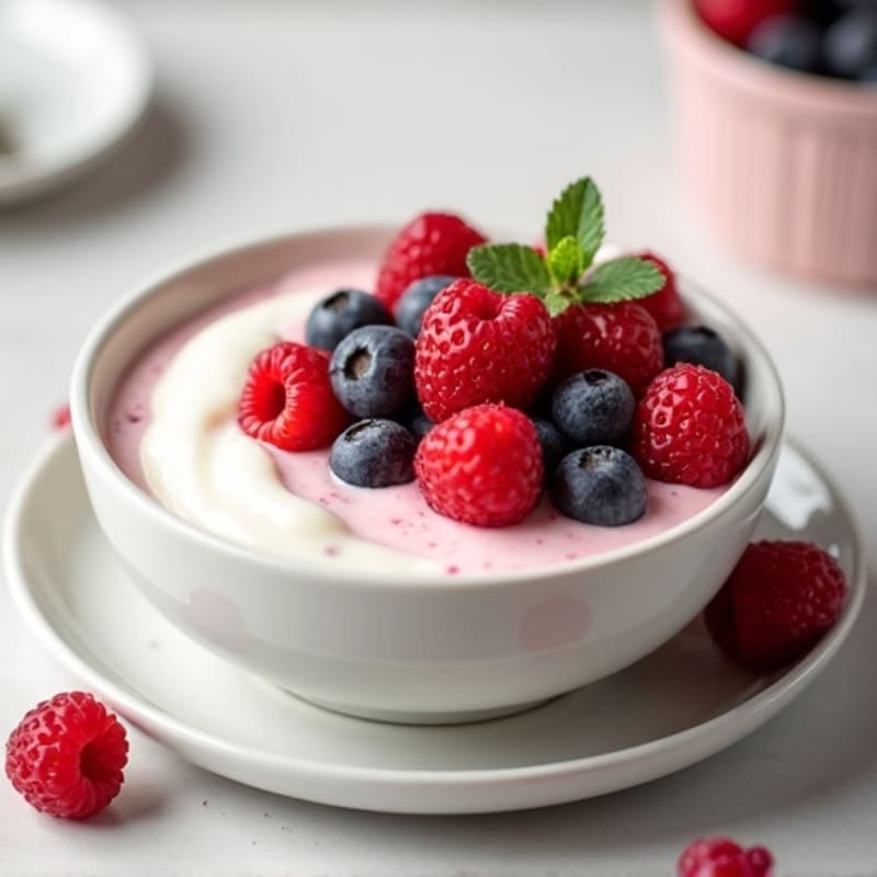 Silky Vanilla Protein Yogurt with Mixed Berries